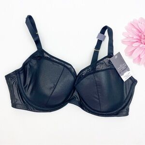 Cacique Lightly Lined French Balconette Bra Lace Pewter Black Shine 40DD